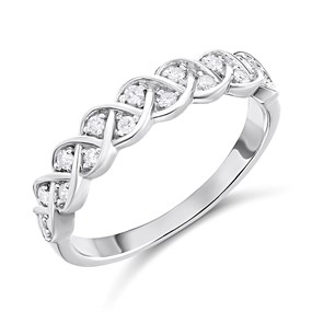 Silver Lab Grown Diamond Woven Ring - F9724