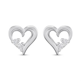 Silver 1/10ct Lab Grown Diamond Heart Stud Earrings - F9805