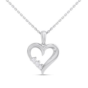 Silver 1/10ct Lab Grown Diamond Heart Necklace - F9806