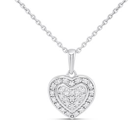 Silver 1/10ct Lab Grown Diamond Pavé Heart Necklace - F9811