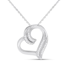 Silver 1/10ct Lab Grown Diamond Heart Necklace - F9815
