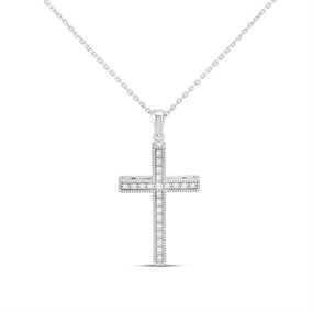 Silver 0.11ct Lab Grown Diamond Cross And Chain - F9817