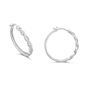 Silver 1/10ct Lab Grown Diamond Round Hoop Earrings - F9819