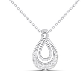 Silver Lab Grown Diamond Teardrop Necklace - F9820