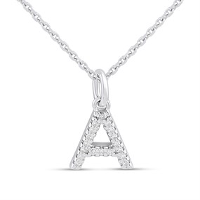 Silver Lab Grown Diamond Initial Necklace - A - F9823