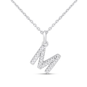 Silver Lab Grown Diamond Initial Necklace- M - F9824