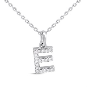 Silver Lab Grown Diamond Initial Necklace- E - F9825