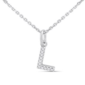 Silver Lab Grown Diamond Initial Necklace- L - F9826