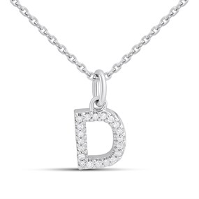 Silver Lab Grown Diamond Initial Necklace- D - F9835