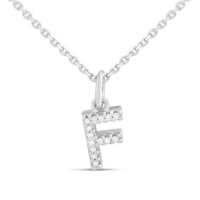 Silver Lab Grown Diamond Initial Necklace- F - F9836