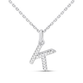 Silver Lab Grown Diamond Initial Necklace- K - F9840