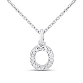 Silver Lab Grown Diamond Initial Necklace- O - F9842
