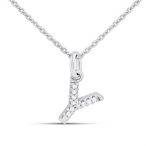 Silver Lab Grown Diamond Initial Necklace- Y - F9850
