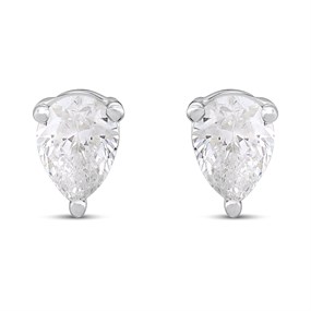 Silver 0.20ct Lab Grown Diamond Pear Shaped Solitaire Stud Earrings - F9852