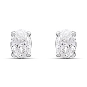 Silver 0.20ct Lab Grown Diamond Oval Solitaire Stud Earrings - F9853