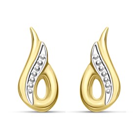 9ct Gold Two Colour Loop Stud Earrings - 10mm - G0120