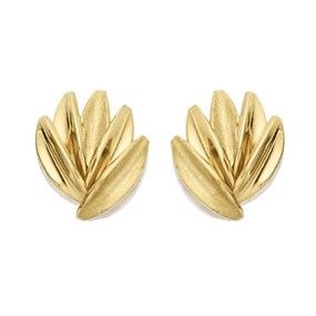 9ct Gold Palm Leaves Stud Earrings - 12mm - G0180