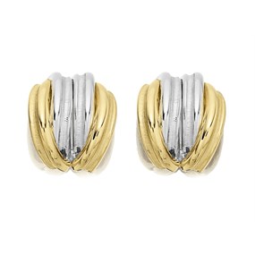 9ct Gold Two Colour Stud Earrings - 10mm - G0187