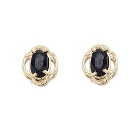 9ct Gold Oval Sapphire Stud Earrings - 7mm - G0235