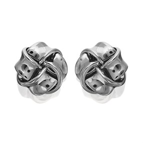 9ct White Gold Knot Stud Earrings - 6.5mm - G0248