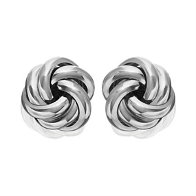 9ct White Gold Knot Stud Earrings - 6mm - G0249