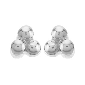 9ct White Gold Trefoil Stud Earrings - 3mm - G0262