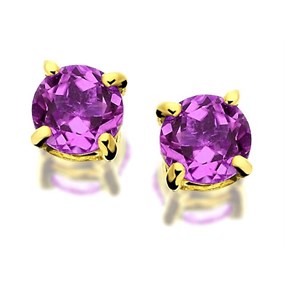 9ct Gold Amethyst Solitaire Earrings - 3mm - G0265