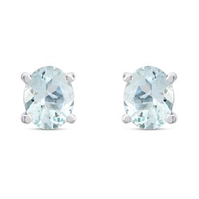 9ct White Gold Aquamarine Stud Earrings - G0279