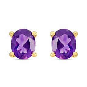 9ct Gold Amethyst Stud Earrings - G0289