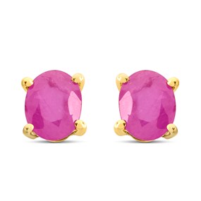 9ct Gold 5x4mm Ruby Stud Earrings - G0290