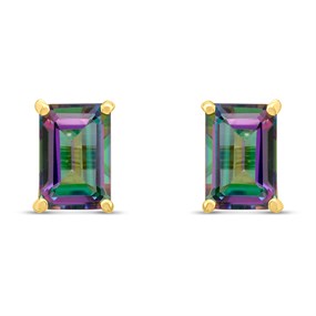 9ct Gold Mystic Topaz Stud Earrings - G0292