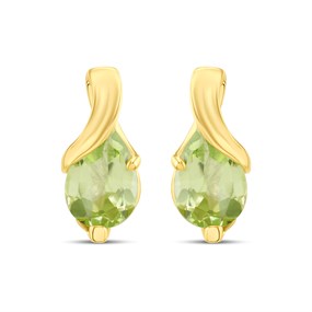 9ct Gold Swirl Peridot Stud Earrings - G0294