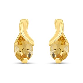 9ct Gold Swirl Citrine Stud Earrings - G0295