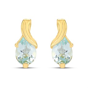 9ct Gold Swirl Blue Topaz Stud Earrings - G0296