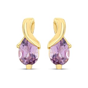 9ct Gold Swirl Amethyst Stud Earrings - G0297