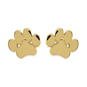 9ct Gold Paw Print Stud Earrings - 6mm - G0339