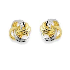 9ct Gold Two Colour Knot Stud Earrings - 6mm - G0413