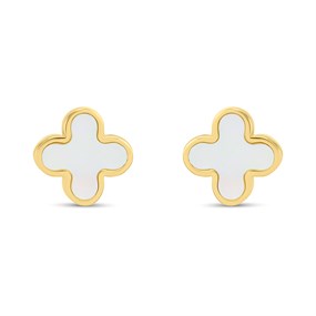 9ct Gold Mother Of Pearl Floral Earrings - G04154