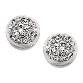 9ct White Gold Crystal Stud Earrings - 6mm - G0634