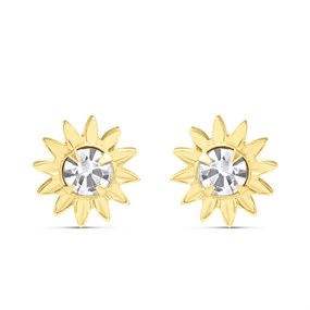 9ct Gold Crystal Sun Stud Earrings - 7mm - G0686