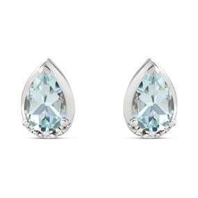 9ct White Gold Aquamarine Stud Earrings - G0688