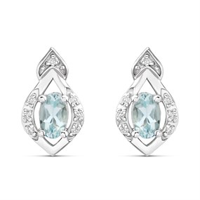 9ct White Gold Aquamarine Teardrop Earrings - G0691
