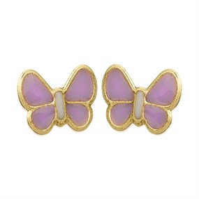 9ct Gold Enamel Butterfly Stud Earrings - 8mm - G0848