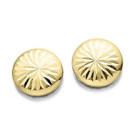 9ct Gold Button Earrings - 8mm - G0853