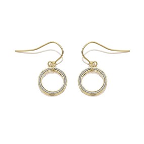 9ct Gold Glitter Hoop Hook Wire Earrings - G1054