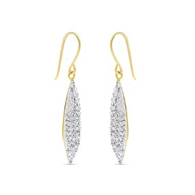 9ct Gold Crystal Hook Wire Earrings - 33mm drop - G1062