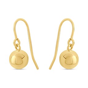 9ct Gold 7mm Ball Hook-Wire Drop Earrings - G1117