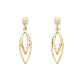 9ct Gold Diamond Cut Drop Earrings - 23mm drop - G1204