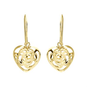 Chanel large drop camellia gold metal earrings