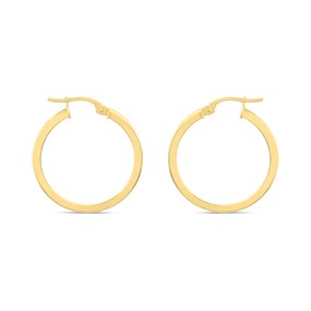 14ct Gold Plain 20mm Hoop Earrings - G1308